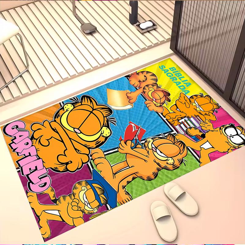 Tapete Estampado Garfield, Carpete de Chão Lavável, Para Entrada Quarto de Estudante Lavanderia Escritório Estudo, Decoração de Casa Presente de Aniversário Natal