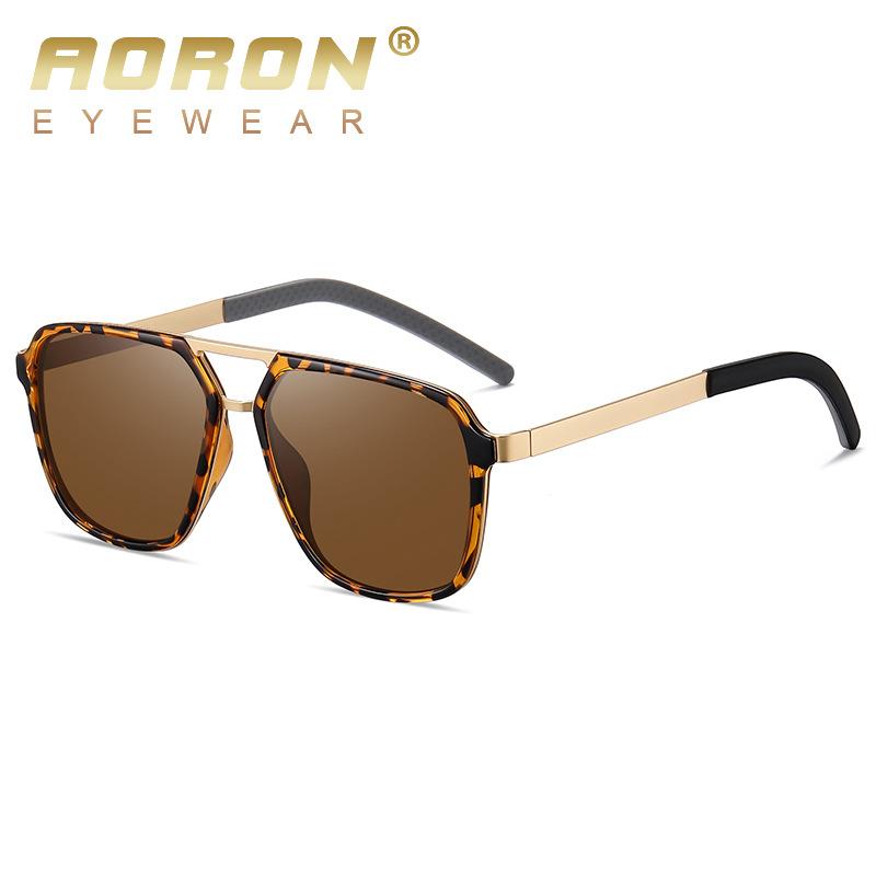 aoron Polarized Driving Sunglasses Fashionable Men's Metal Large Frame Outdoor Color-changing Sunglasses