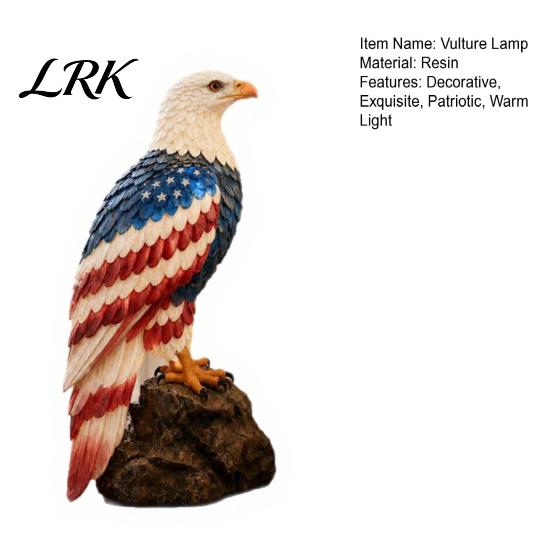 Bird Statue With Light American Flag Eagle-Shaped Lamp, 250th Anniversary Patriotic Desk Realistic Tabletop Eagle Decor Night Light, Artistic