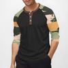 Men's top with three-quarter sleeves and camouflage print