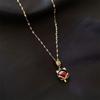 Elegant Red & Gold Cat's Eye Water Wave Necklace with Gold Pendant for Women