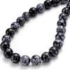 4/6/8/10 Mm Natural Snowflake Obsidian Loose Beads  Gemstone Smooth Round for Jewelry Making