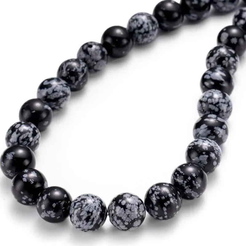 4/6/8/10 Mm Natural Snowflake Obsidian Loose Beads  Gemstone Smooth Round for Jewelry Making