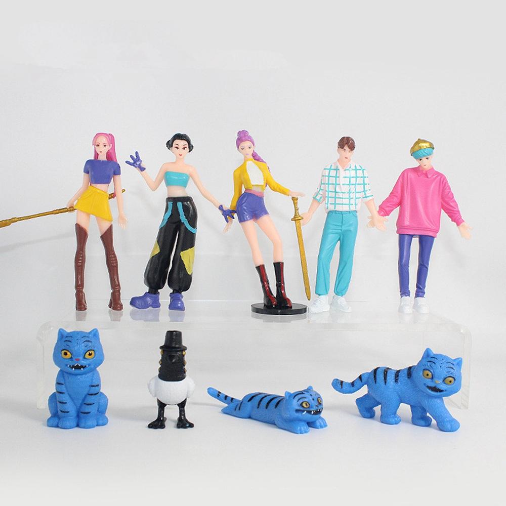 Pcs/Set Anime Kpop Demon Hunters Action Figures Standing Posture Figurine Cute Tigers Crows Model Collection Kid Gift Toy PVC 7 Poseable Articulated