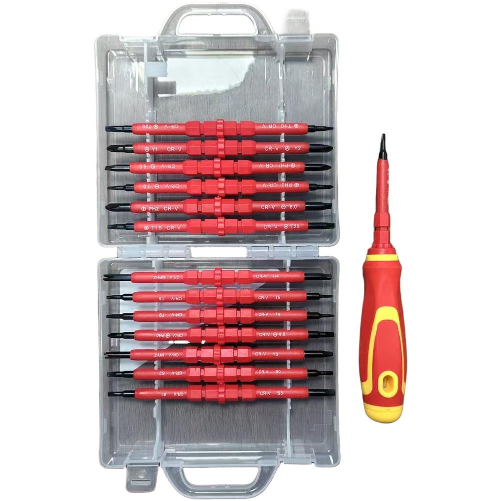 28in1 Magnetic Insulated Electrician Screwdriver Set Insulation 1000v RepairTool Insulated Electrician Screwdriver Set