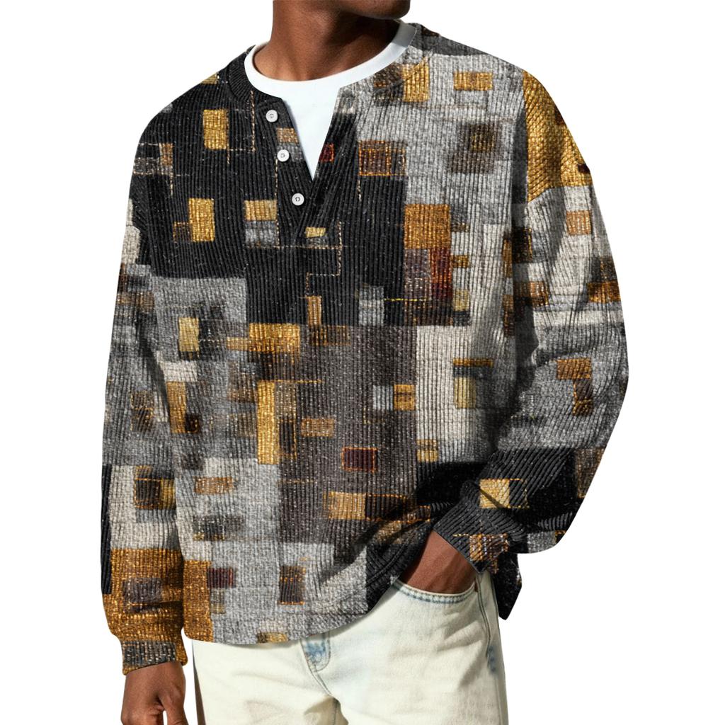 Herren Button-Down Kragen Langarm Rippstrick Pullover