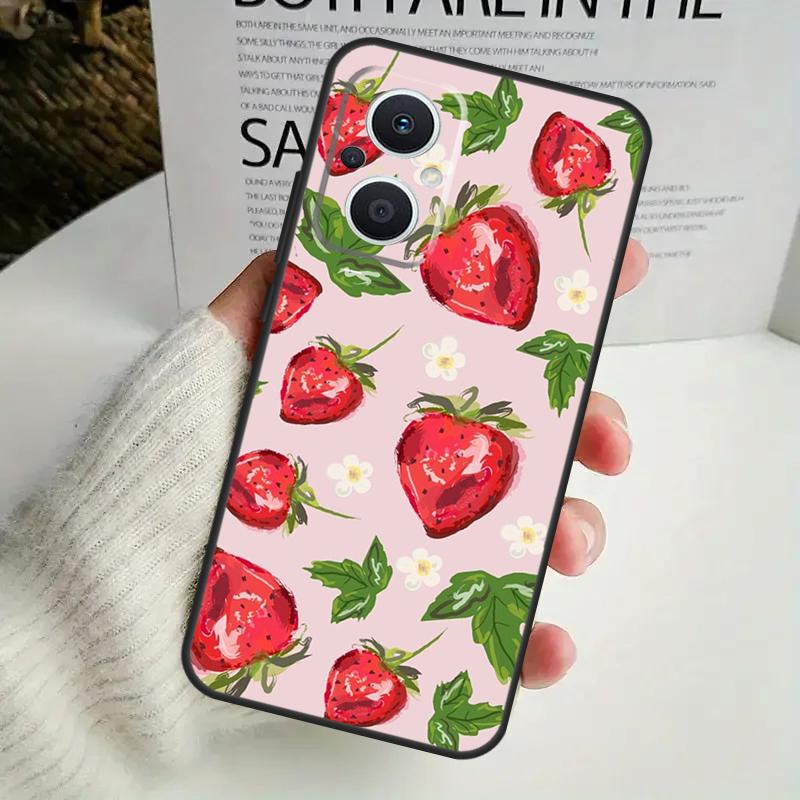 Cute Strawberry Case For OPPO Reno 12F 13F 14F 10 11 12 13 14 Pro 8T 7 8 Lite OPPO Find X6 X5 X8 X9 Pro Cover
