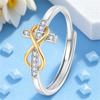 Luxury Female White Zircon Stone Silver Color Wedding Rings Promise Open Adjustable Cross Infinity Engagement For Women
