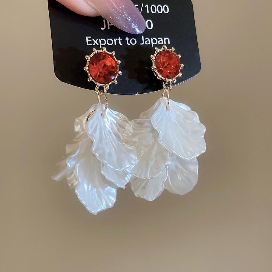 Luxuriöse Rote Blume Quastenohrringe: Stilvolle, Hochwertige Statement-Ohrstecker für Damen