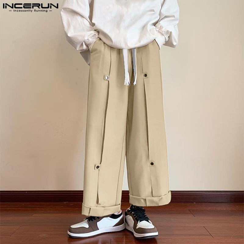 

INCERUN Широкие брюки-карго с эластичной резинкой на талии и шнурком, длинные брюки