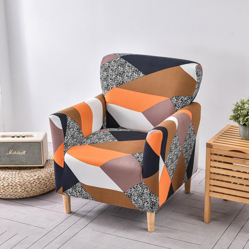 1Pc Printed Soft Armchair Covers Elastic Club Tub Chair Slipcovers Single Sofa Covers Home Bar Counter El