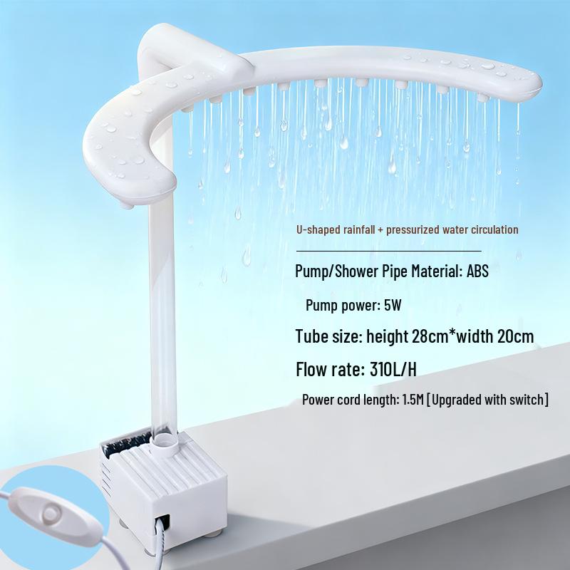 U-Shaped Rain Shower Head: Home Salon Hair Washer with Even Spray & Portable Water Pump, Multiple Outlets