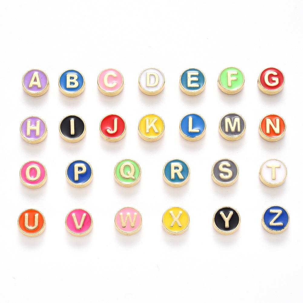 Colorful Drip Oil Alloy Alphabet Beads for DIY Bracelets and Jewelry Making