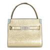 Lee Radziwill Logo Snap Closure, Pleated Leather and Suede, One-shoulder Crossbody Handbag, Regular Women's Gold 152442-701