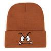 Angry Expression Embroidered Knitted Hat, Warm Woolen Hat For Men'S And Women'S Outdoor Sports Events In Autumn And Winter