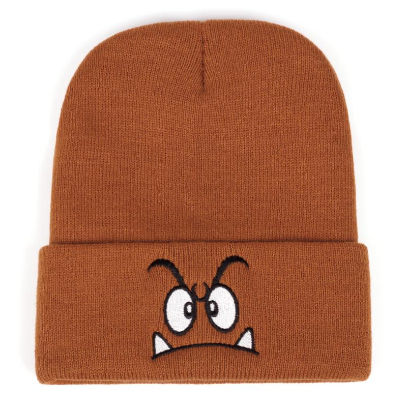Angry Expression Embroidered Knitted Hat, Warm Woolen Hat For Men'S And Women'S Outdoor Sports Events In Autumn And Winter