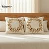 Thanksgiving Throw Pillow Covers Autumn Wreath Cushion Cover, Leaf Embroidery Autumnal Bedroom Accent Cover Case for Sofa Couch Farmhouse Home Decor,