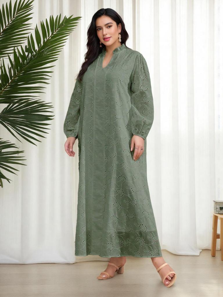 Autumn 2025 Middle Eastern Light Luxury Hollow Long Dress for Women