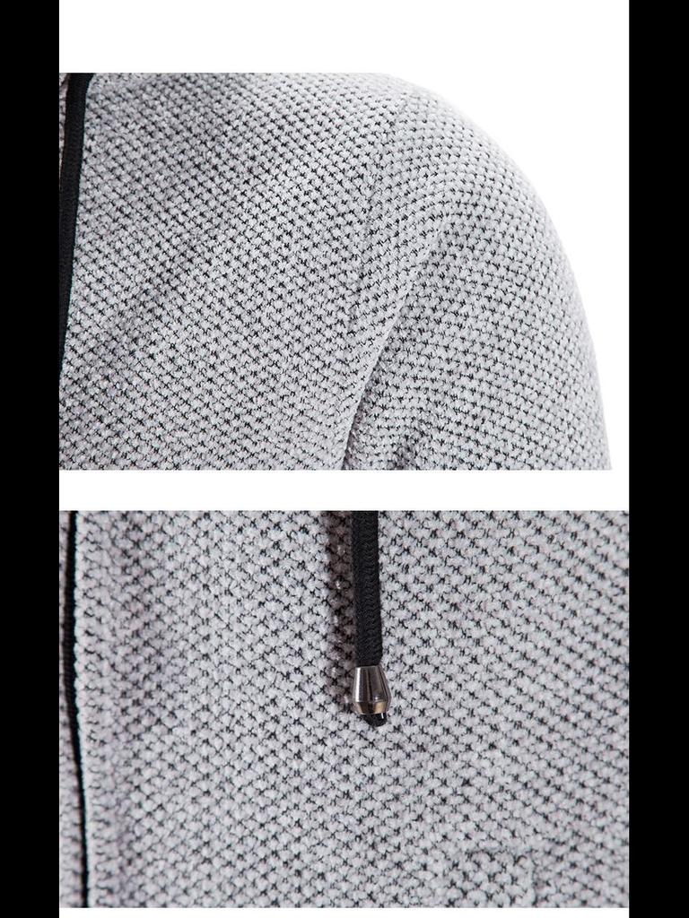 Men's Chenille Cardigan: Stylish Velvet-Enhanced Knit Sweater for Autumn/Winter