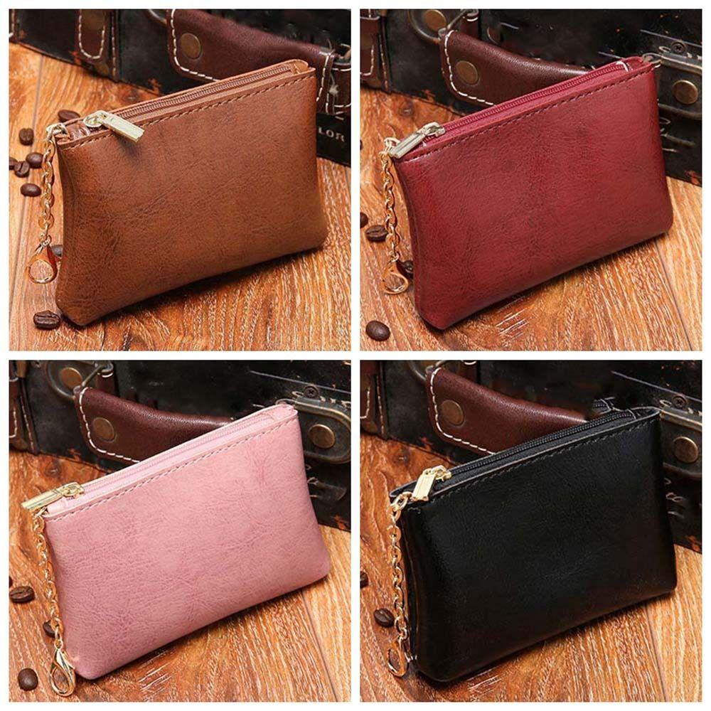 

Водонепроницаемый короткий кошелек для монет на молнии, однотонный простой мешок для денег, небольшой кожаный кошелек для путешествий