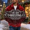 Men's Christmas Print Zip-Up Jacket with Collar, Loose Fit Casual Outerwear for Holiday Parties