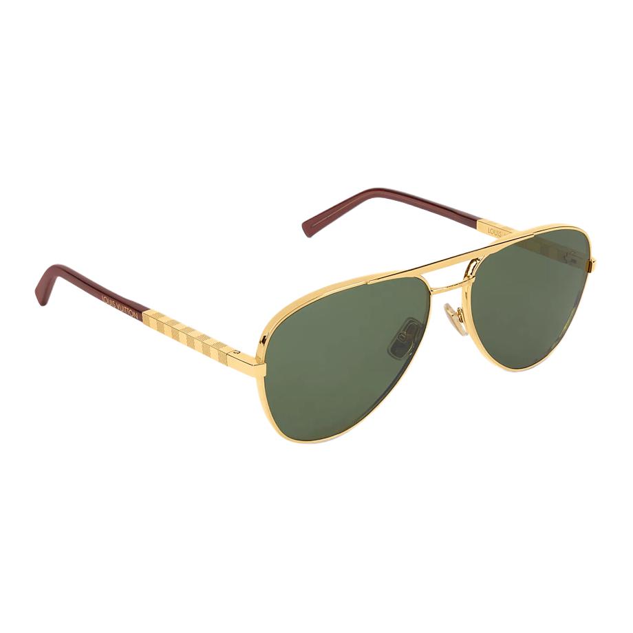 Louis Vuitton Plaid Pattern Design Metal Pilot Sunglasses Men sunglasses Gold Z3251U