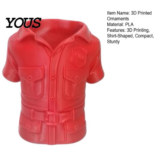 Bright Red Desk Decor 3D Printed Shirt-Shaped Pen Holder, Creative Workwear Organizer for Pencils Markers Unique Office Accessory Scissors,