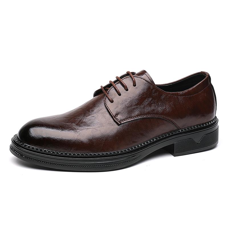 British Style Men Dress Oxford Shoes High Leather Fashion Classic Business Dress Wedding Party Lace Up Thick Soled Loafers Shoes