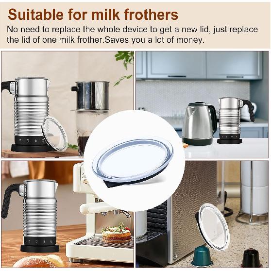 Milk Frother Lid for Nespresso Aeroccino 4, Plastic Milk Frother Cover Lid Seal Replacement Parts Fits for Nespresso Milk Frother Accessories (Black)