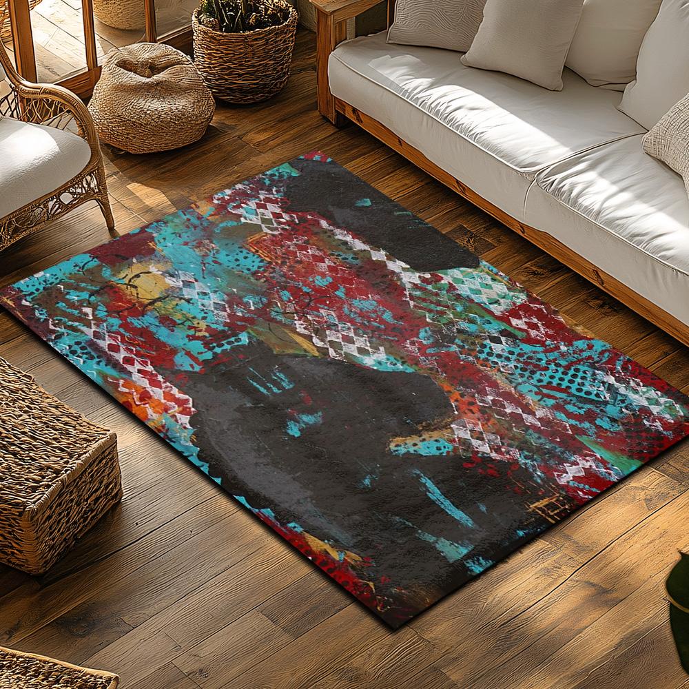 Abstract Area Rug Modern Non-Slip Floor Mat Living Room Bedroom Home Decor Artistic Carpet Washable Home Accent Rug Contemporary