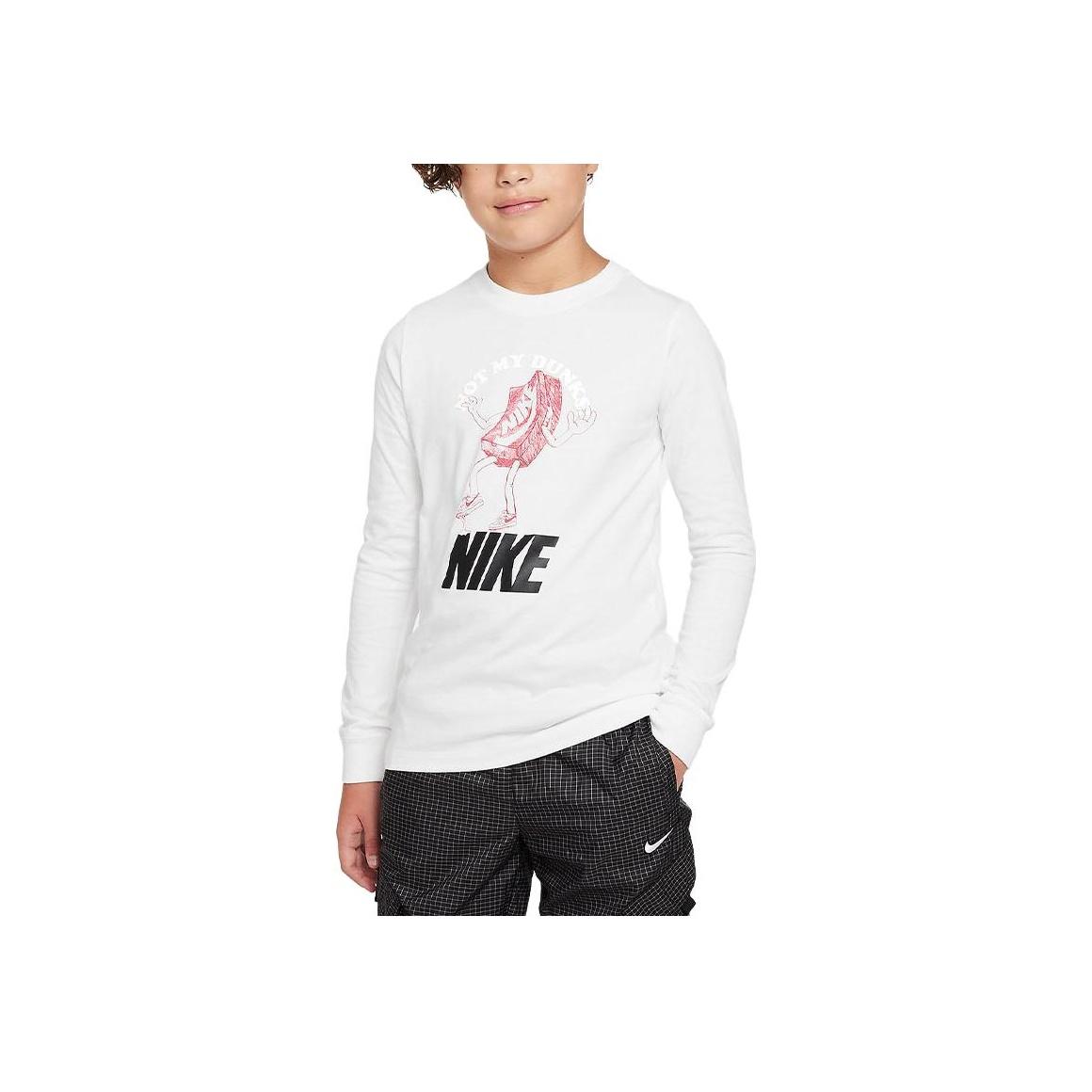 

Nike Letter Print Casual Long Sleeve T-Shirt Kids Tops White FD3990-100 M
