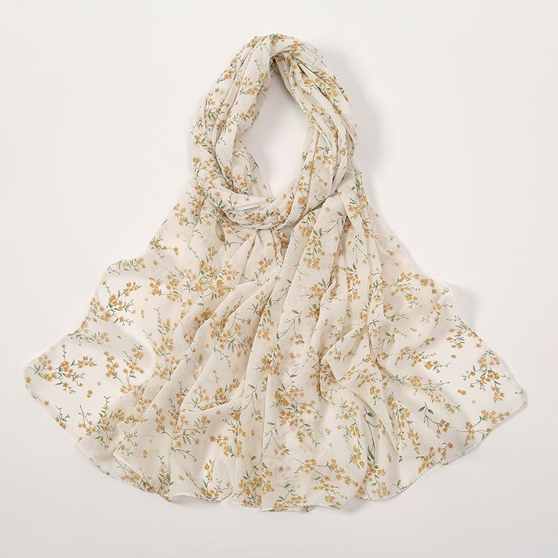 Spring and summer new fresh flower chiffon printed long towel women's hot-selling small floral long shawl