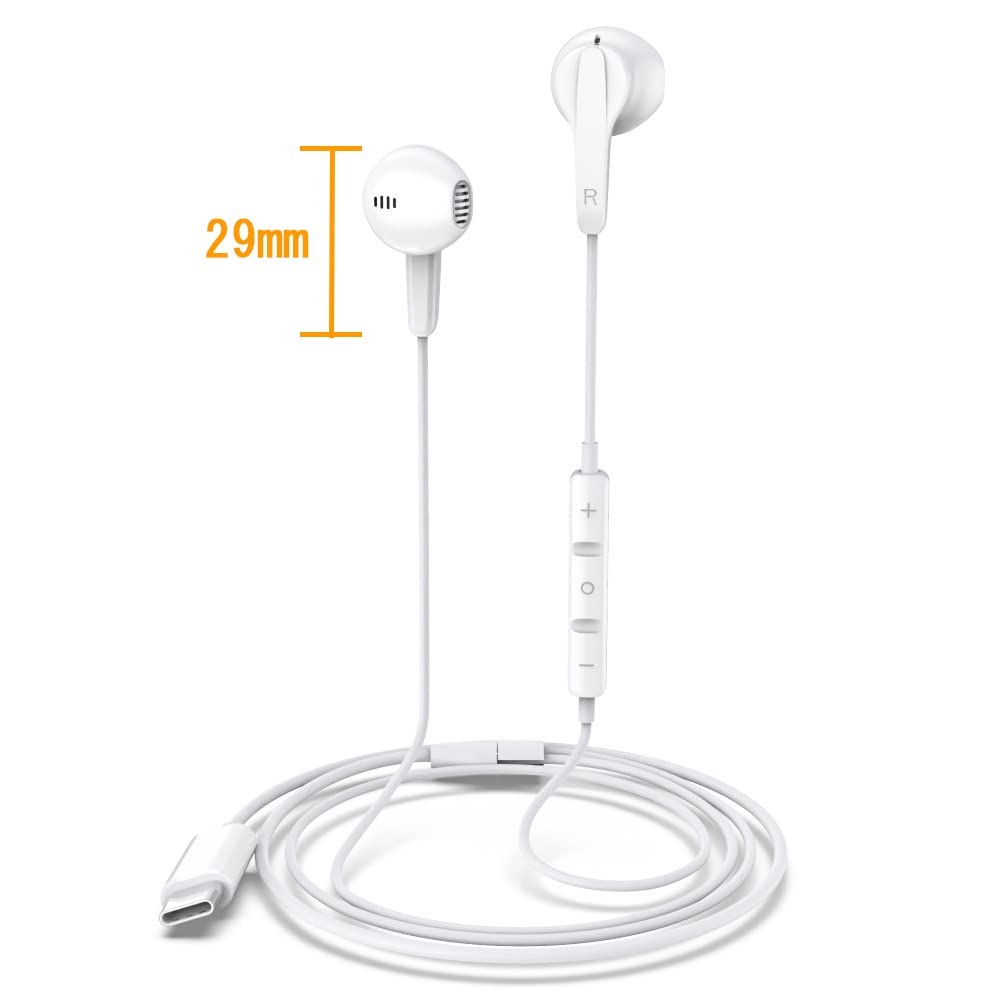 USB Stereo Magnetic Earbuds with Microphone and Remote Control for Sound Wired Compatible with Multiple Android iPad Mini iPad Pro Air Google Pixel