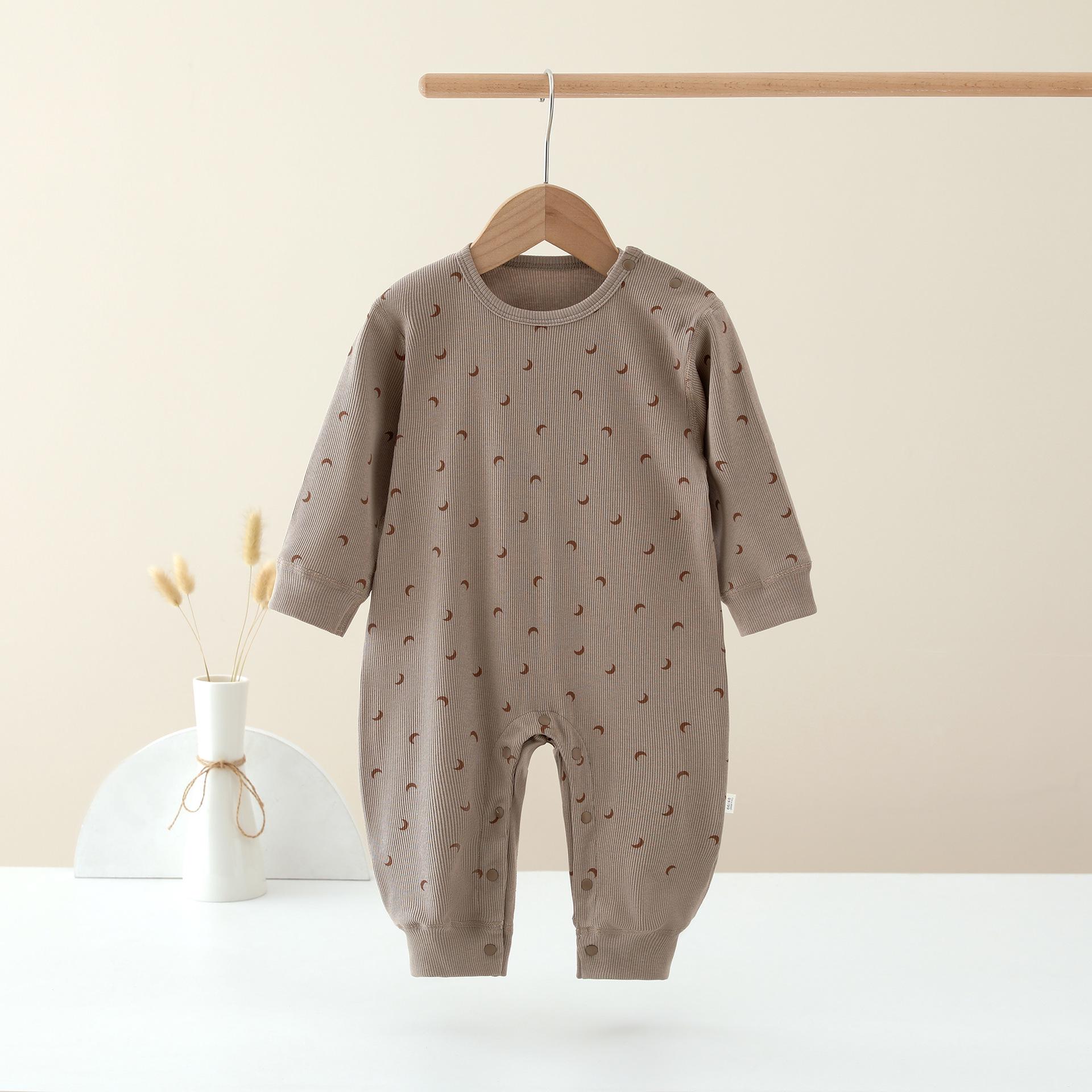 

Весенне-осенний детский ромпер - Хлопок класса А, Длинный рукав, Пижама на кнопках на плече, Костюм для ползания для новорожденных, Комбинезон для прогулок 80 cm