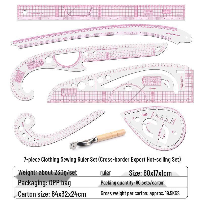 

Набор из 7 штук швейных линеек и линеек для построения выкроек для дизайна одежды Export Hot Seller