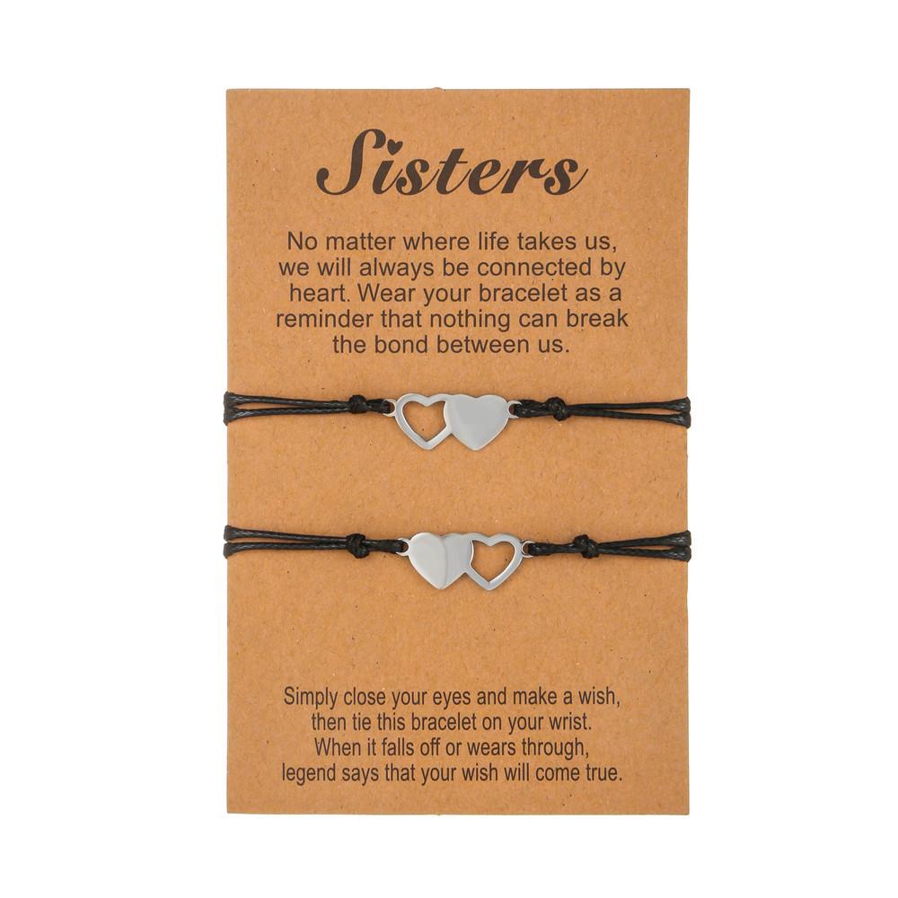 Adjustable Handmade Titanium Steel Heart Bracelets for Couples