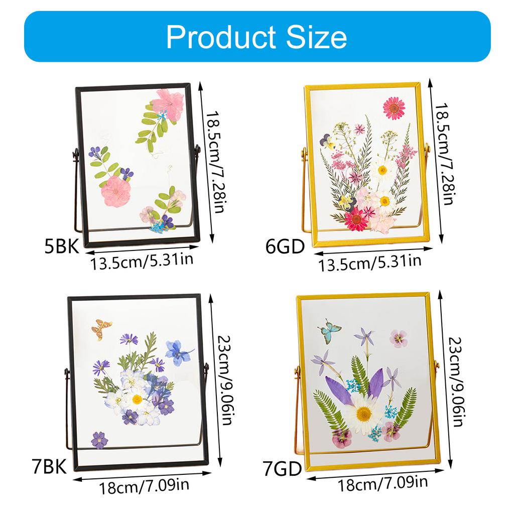 Modern Pressed Flower Frame With Metal Edges And Clear Glass Panel Tabletop Artwork Photo Frame Home Decoration