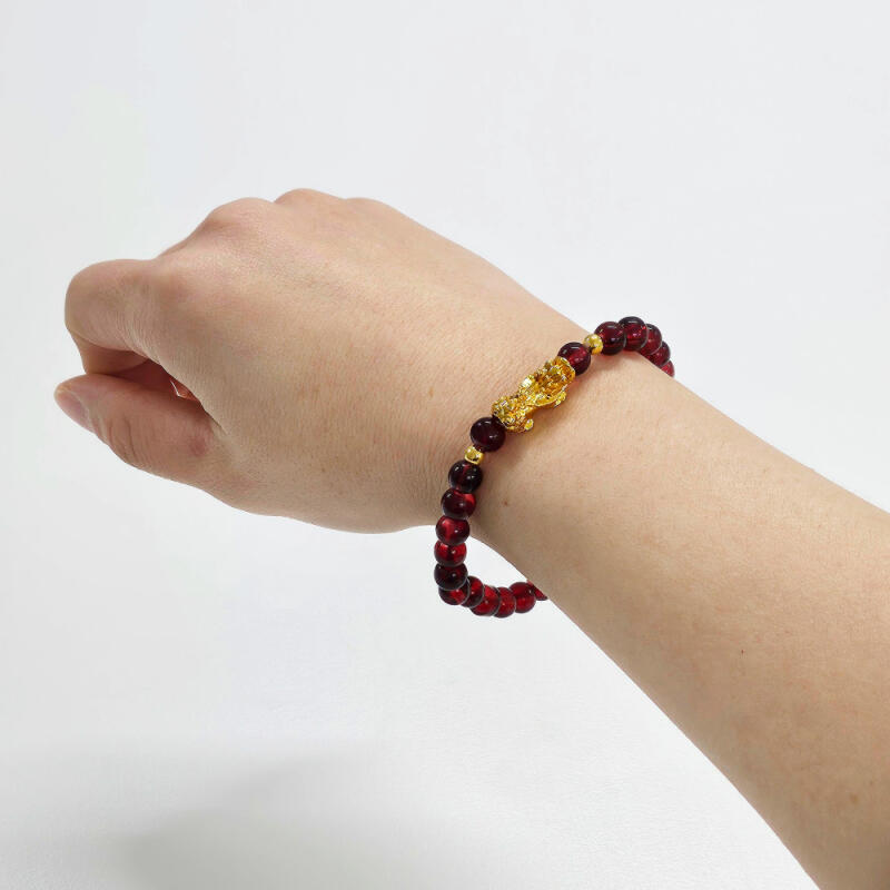 Garnet Bihu Prayer Beads Wealth Bracelet with 6mm Pouch