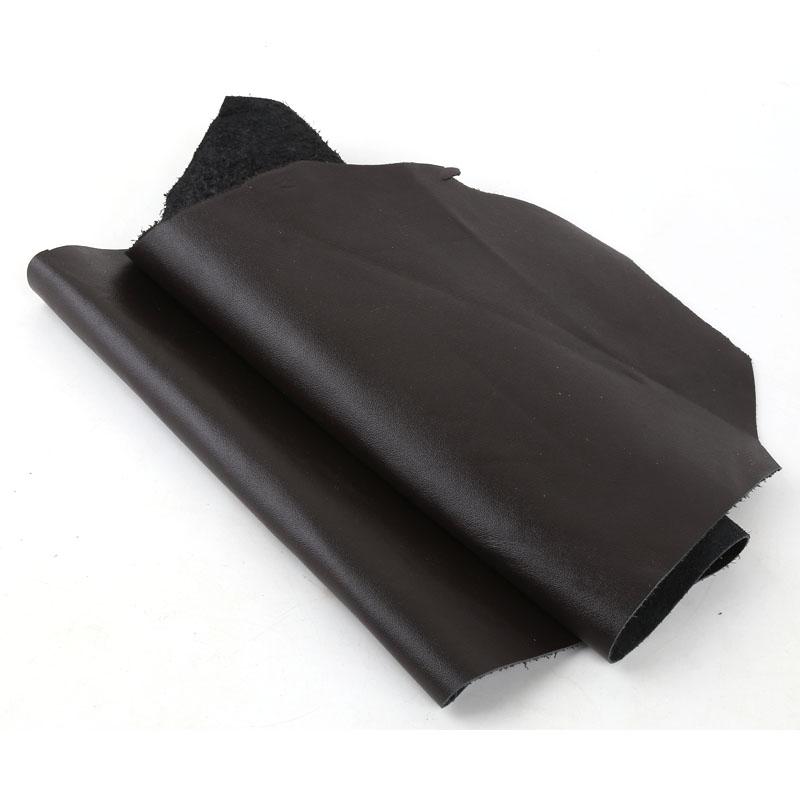 Black coffee color plain weave grain top layer cowhide genuine leather material 1.2mm slightly hard handmade DIY leather bag tab