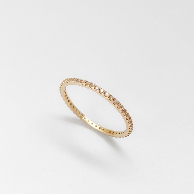 MAYBETOI 14k Blanc Full Cubic Gardling Ring