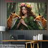 2D Fantasy Nature Backdrop Forest Goddess with Red Foxes Photo Background