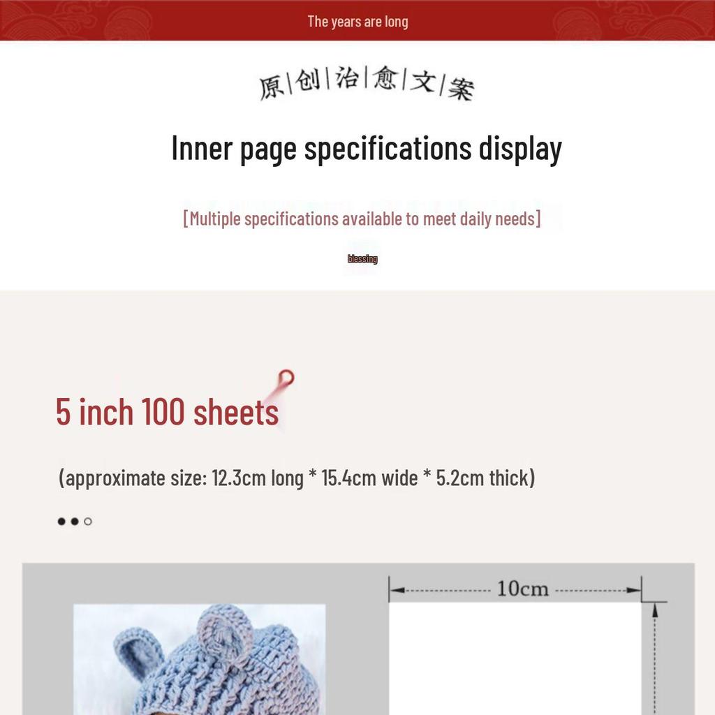 Vertikales Fotoalbum Scrapbook, 3x6 Zoll, Große Kapazität, Laminierter Karton, Inklusive Aufkleber