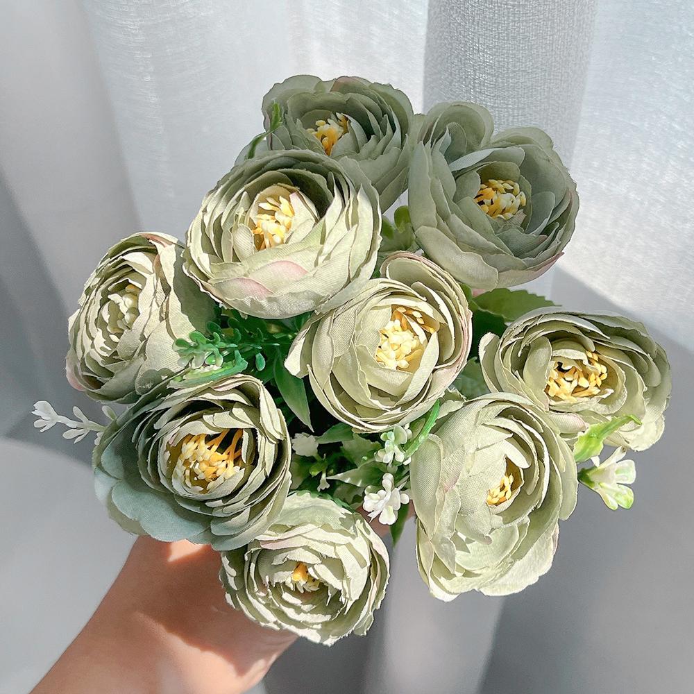 10Heads Rose Bouquet 30cm Artificial Flowers Living Room Room Decoration Party Bridal Wedding Decor DIY Christmas Handicrafts