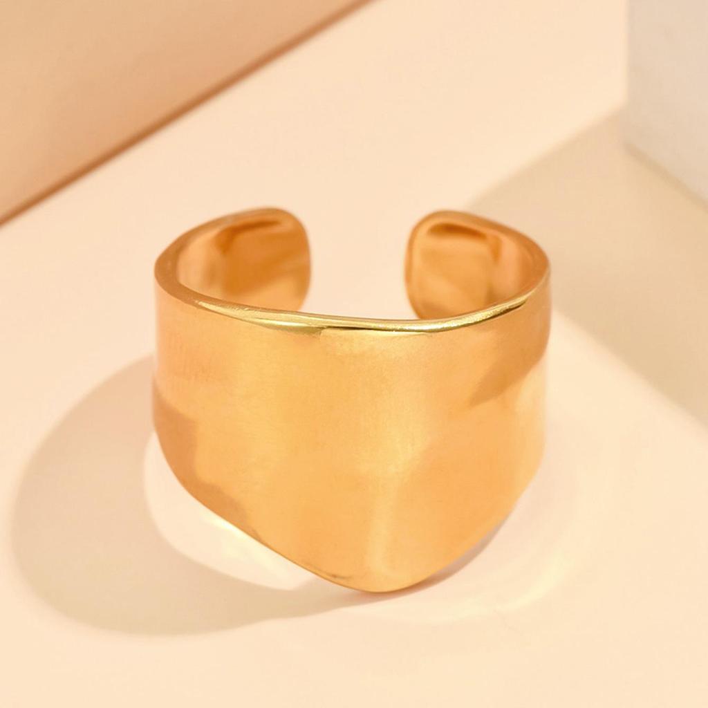 Stainless Steel Baroque Hammered Adjustable Open Ring