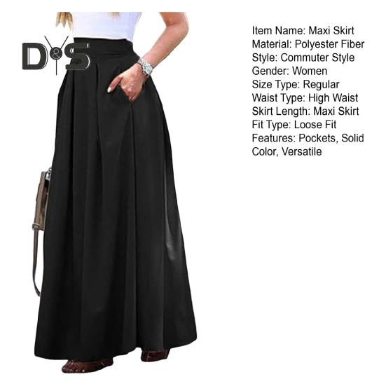 Dámská maxi sukně s vysokým pasem, prodyšná, s velkým lemem, dlouhá sukně s kapsami, stylová večírek, zeštíhlující sukně