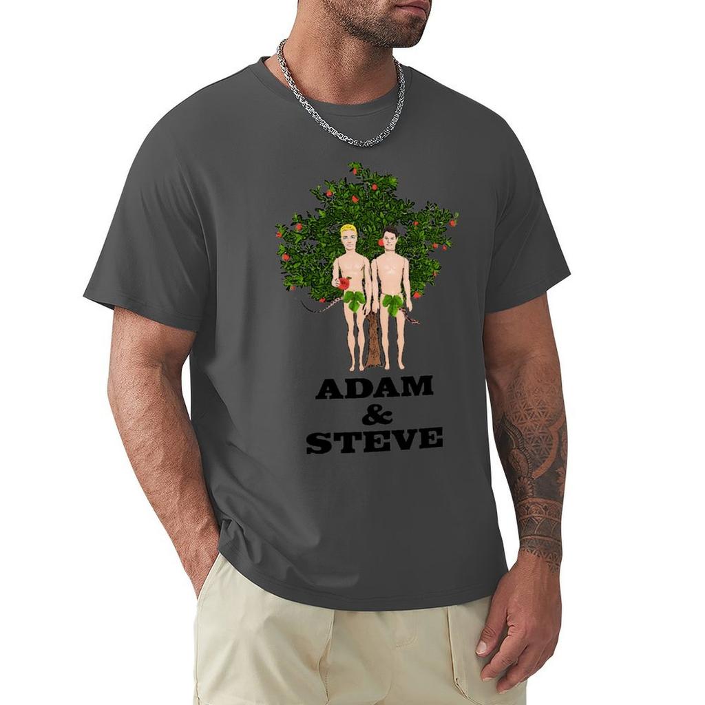 Gay Adam & Steve! Funny, Lgbt Design/Gay Art! Queer Art! T-Shirt Plus Sizes Anime Clothes Vintage T Shirt Men