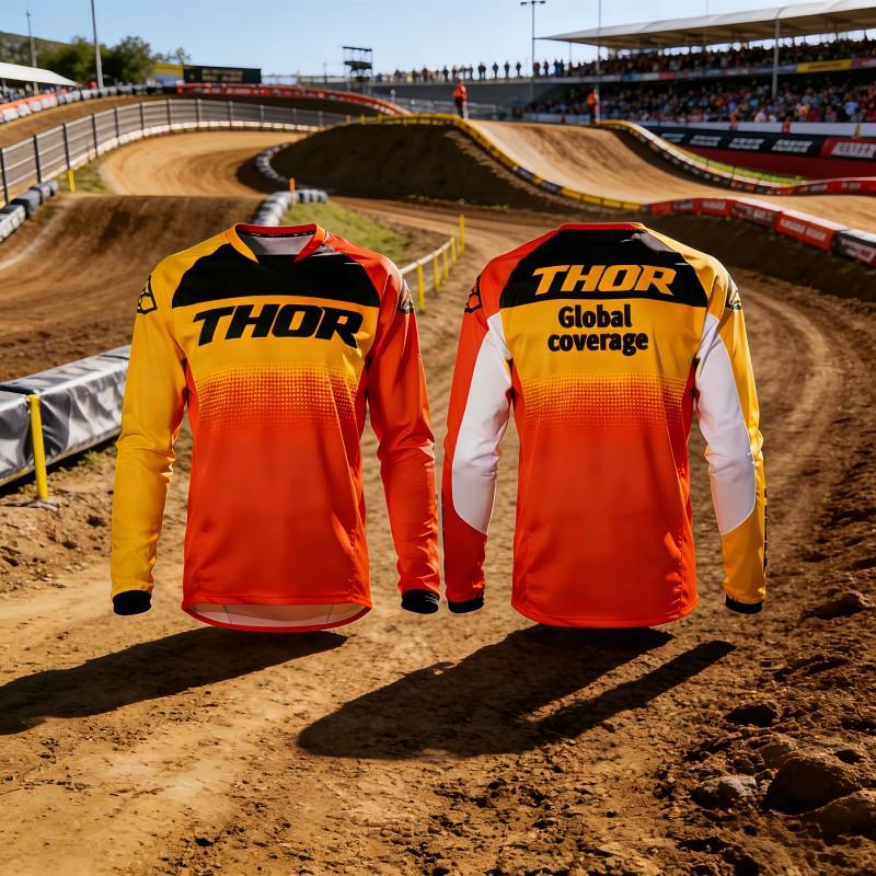 THOR Long Sleeve Mountain Bike Jersey Cycling Apparel Quick Dry Downhill Riding Shirt Men