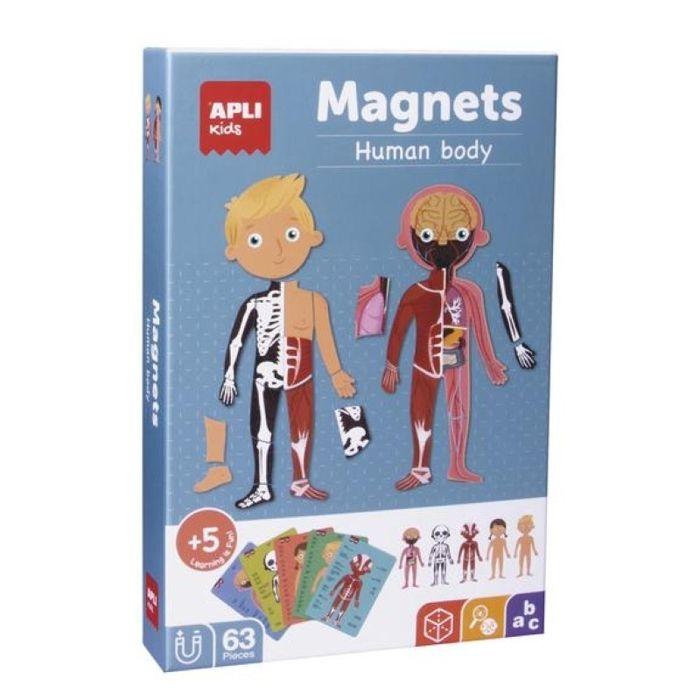 Kit magnétique - APLI KIDS - Le corps humain - 63 jetons - 15 fiches - 28 x 18 cm
