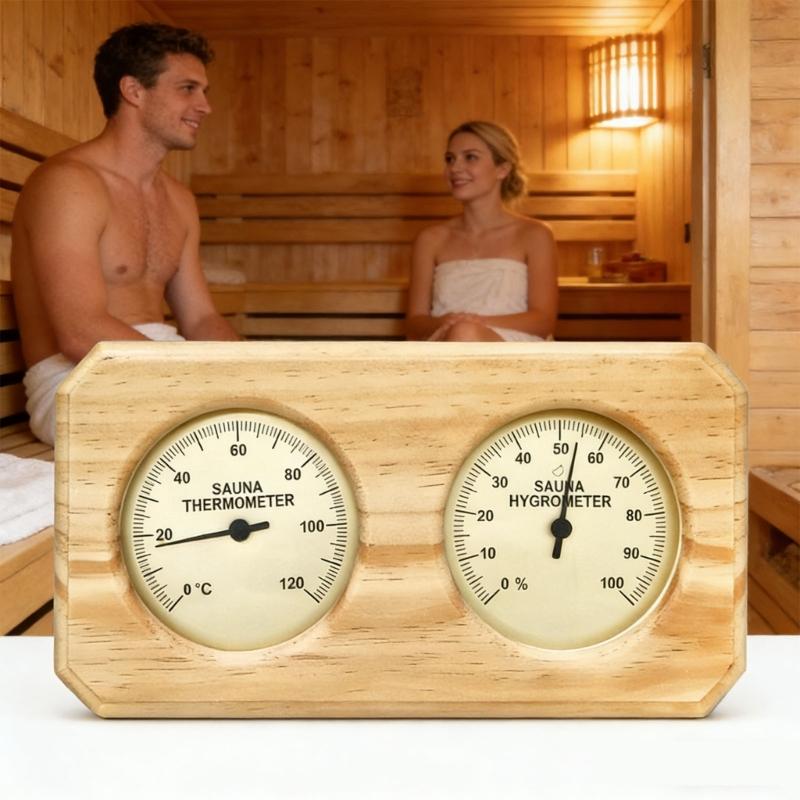 Wooden Sauna Room Meter With Large Easy To Read Display For Accurate Environment Tracking