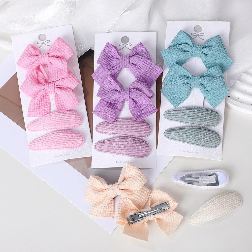 4Pcs/Set BB Clip Cute Bows with Hair Clips for Kid Girls  Spring New Handmade Hairpin Barrettes Headwear Hair Accessories